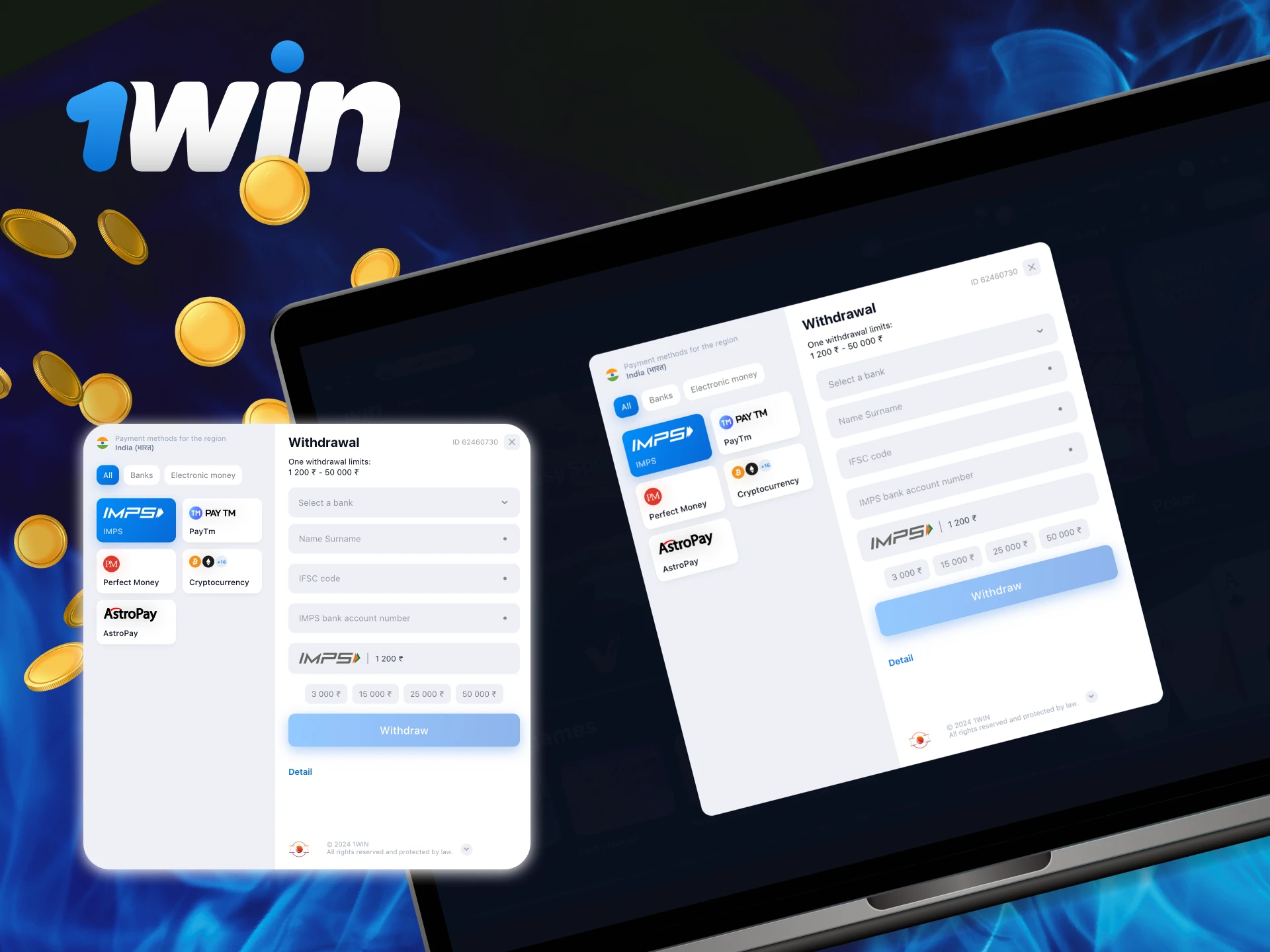 How can I withdraw money from my 1win casino account.