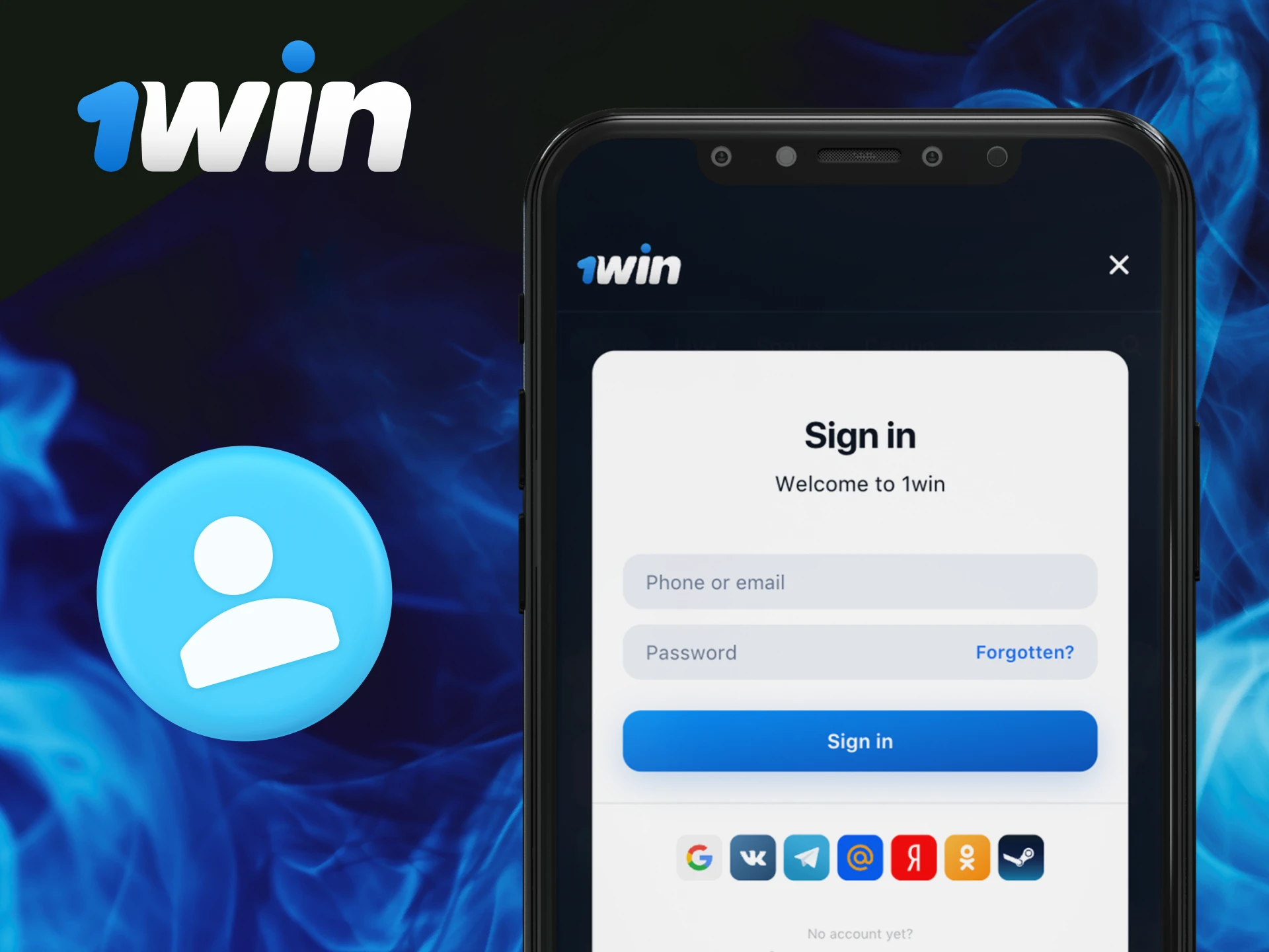 Instructions on how to log in to the 1Win casino mobile application for the Aviator game.