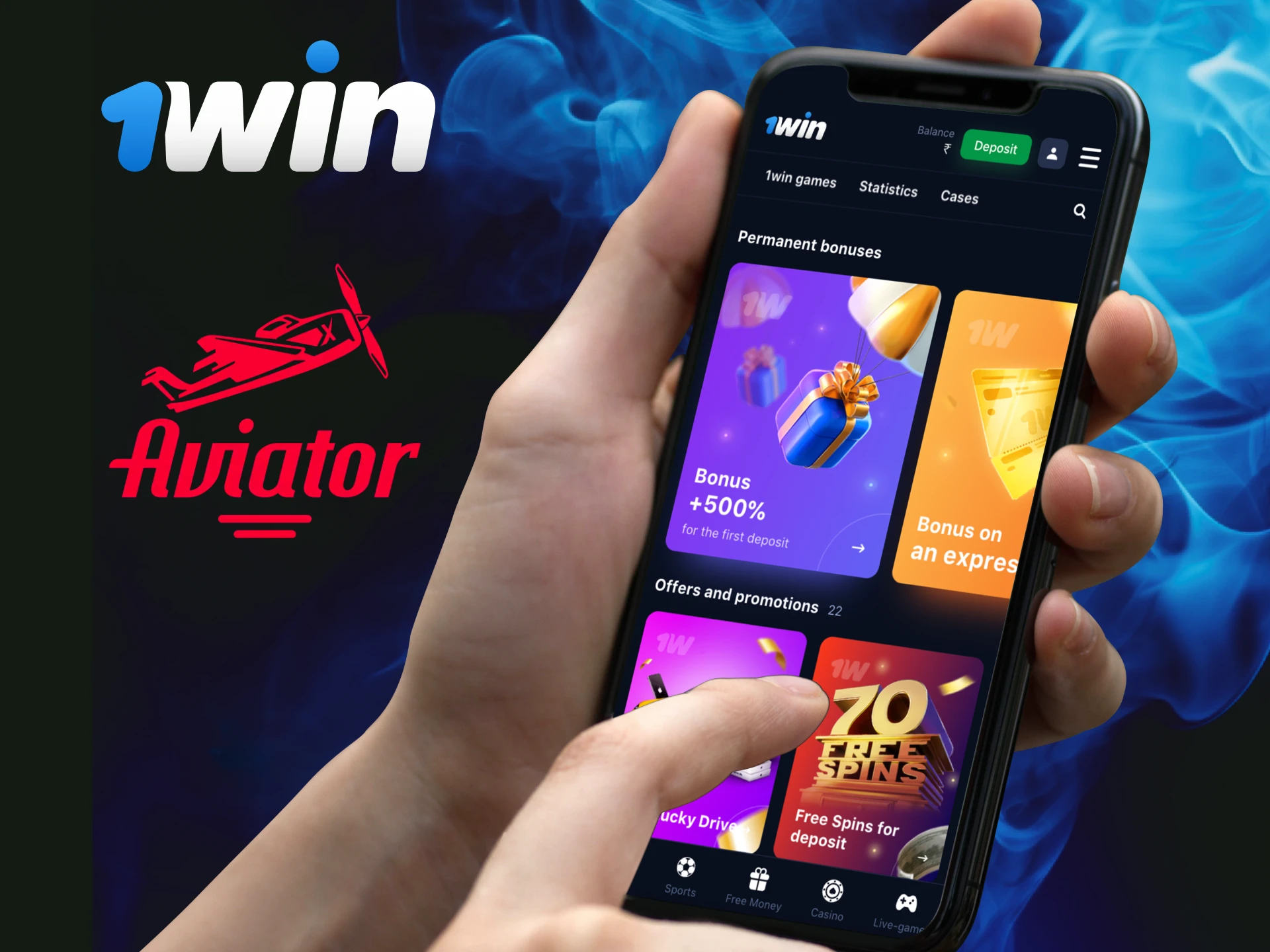 Is there a welcome bonus for the Aviator crash game in the 1Win casino mobile app.