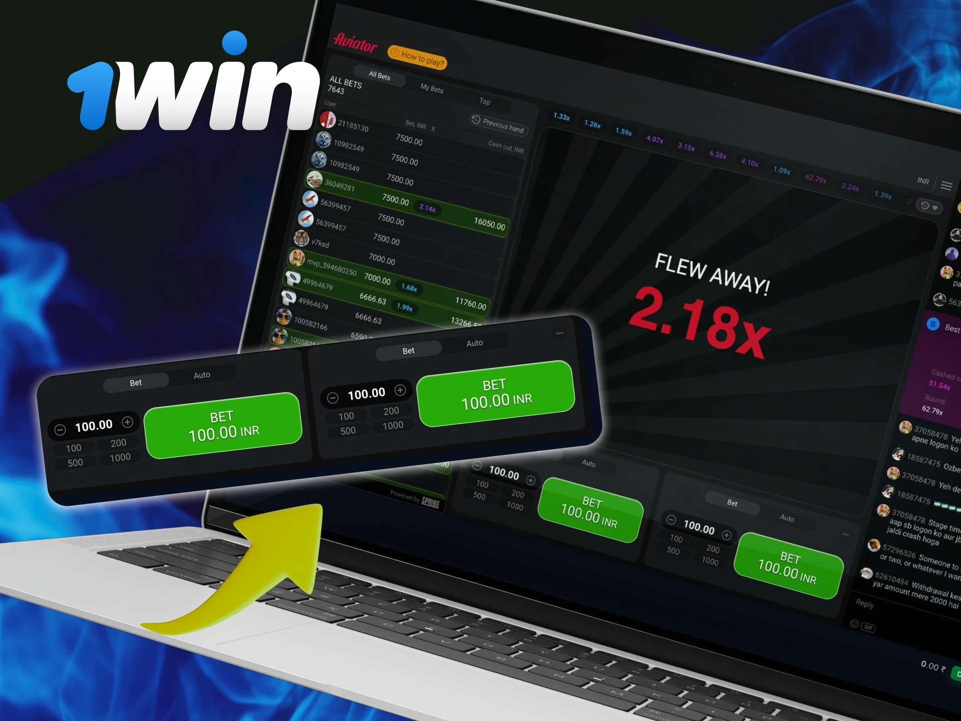Is it possible to place bets in demo mode in the Aviator game at 1Win casino.