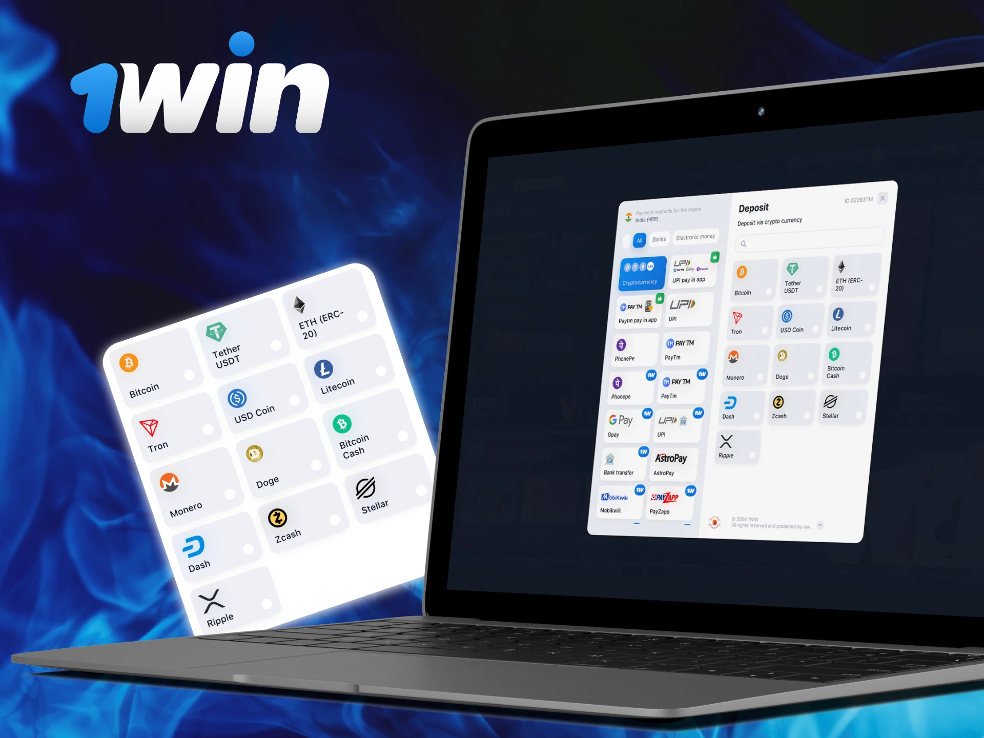 What cryptocurrencies can you use to top up your account balance at 1Win casino.