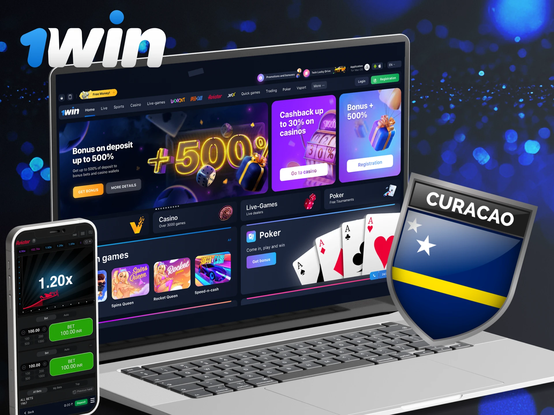 Is the Aviator game at 1Win casino legal in India, and what kind of license does it have.