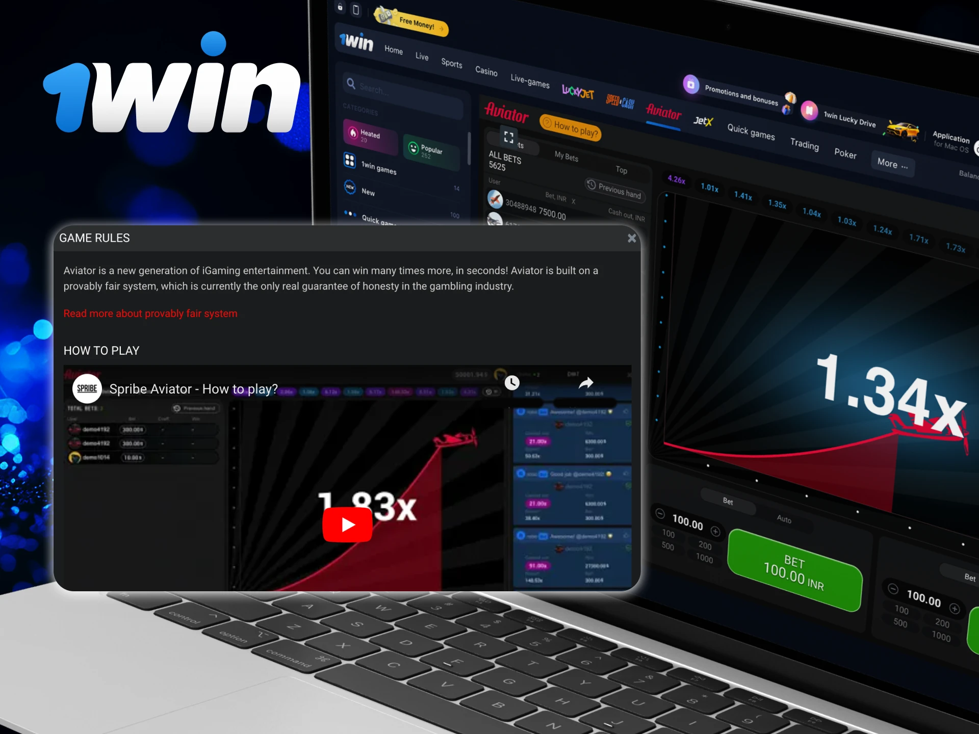 What are the basic rules for playing Aviator at 1Win casino.