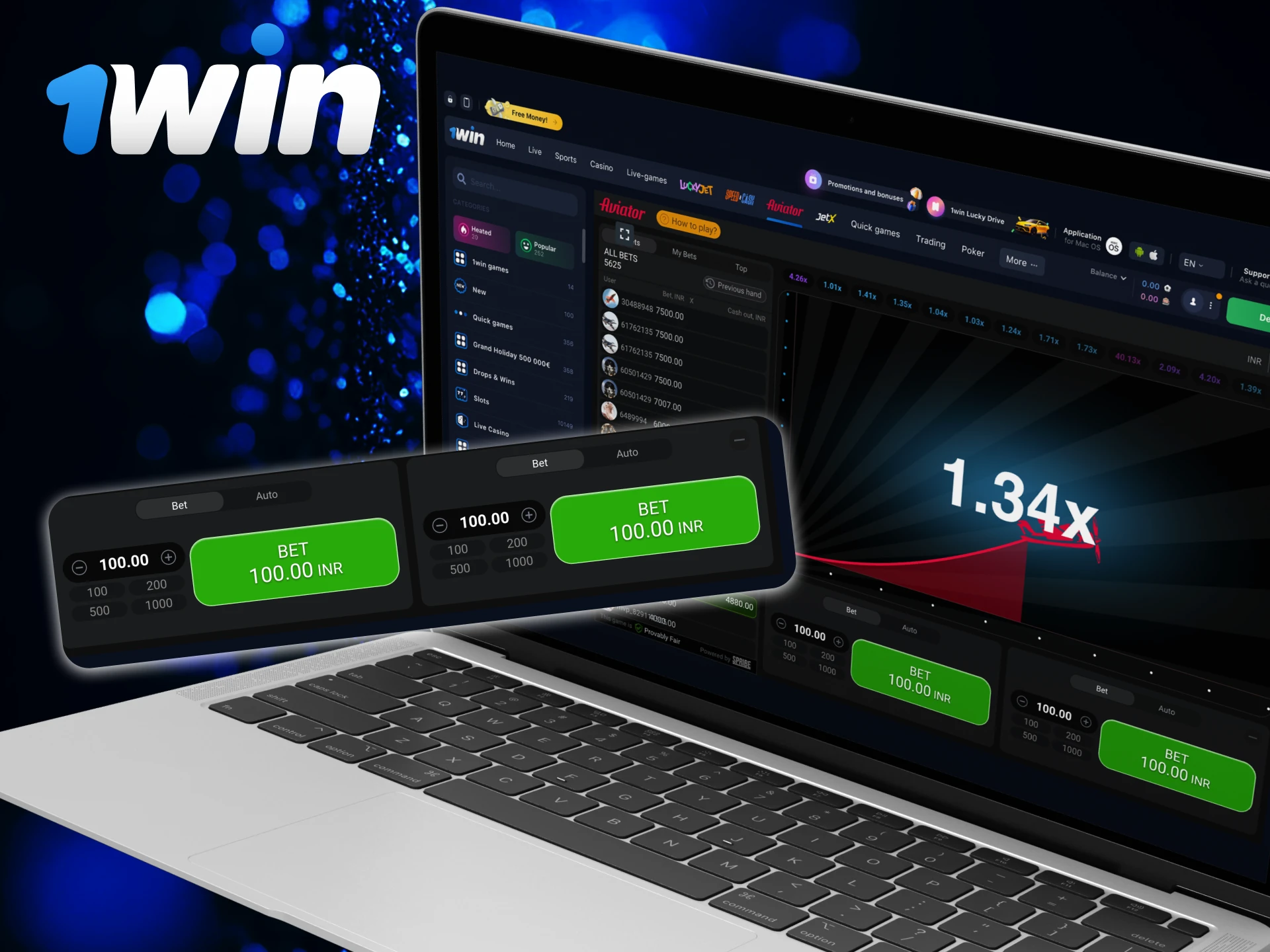 How many bets can I place in one round in the game Aviator casino 1Win.