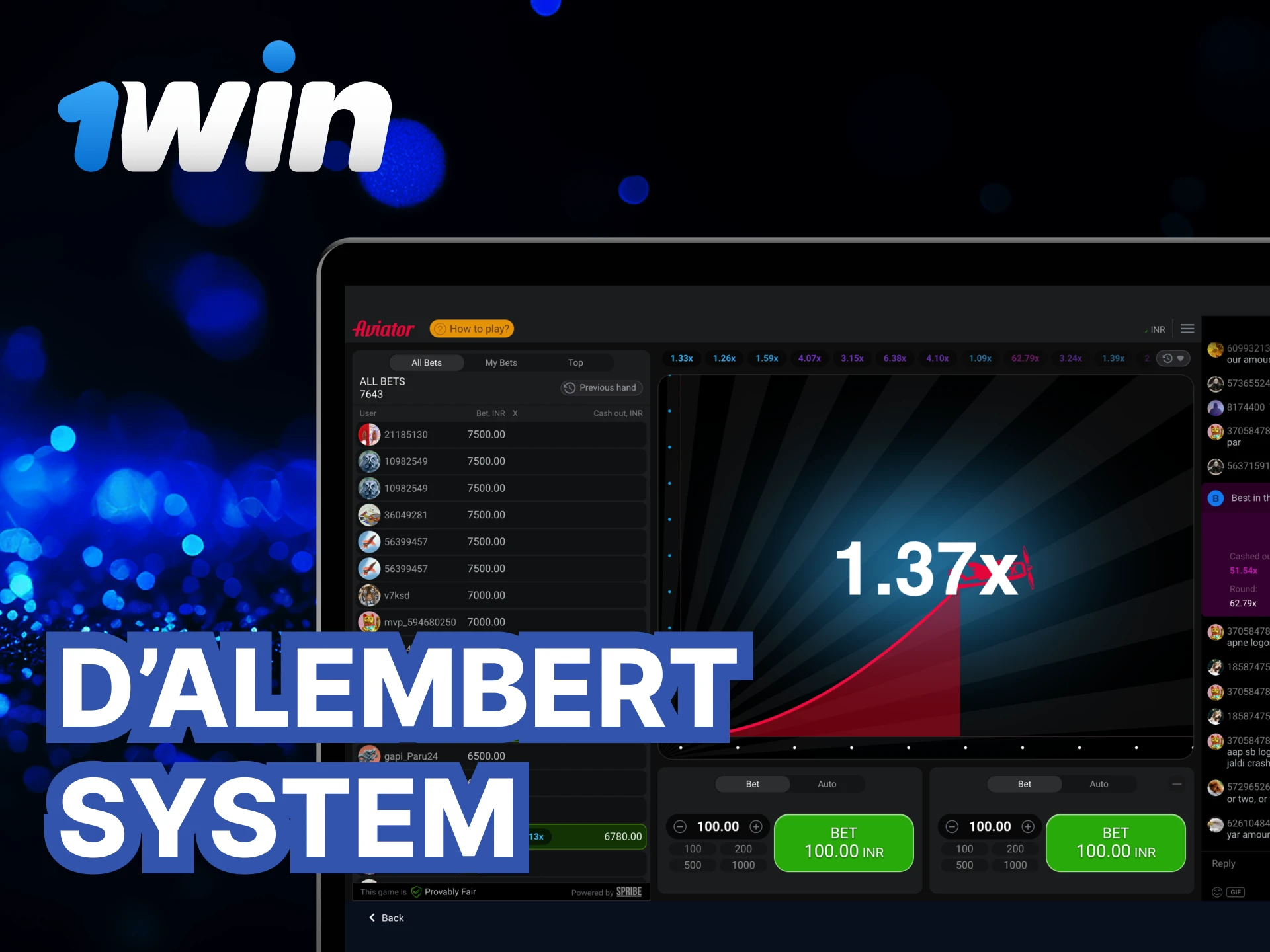 What is the D’Alembert System for playing in the Aviator game at 1Win casino.