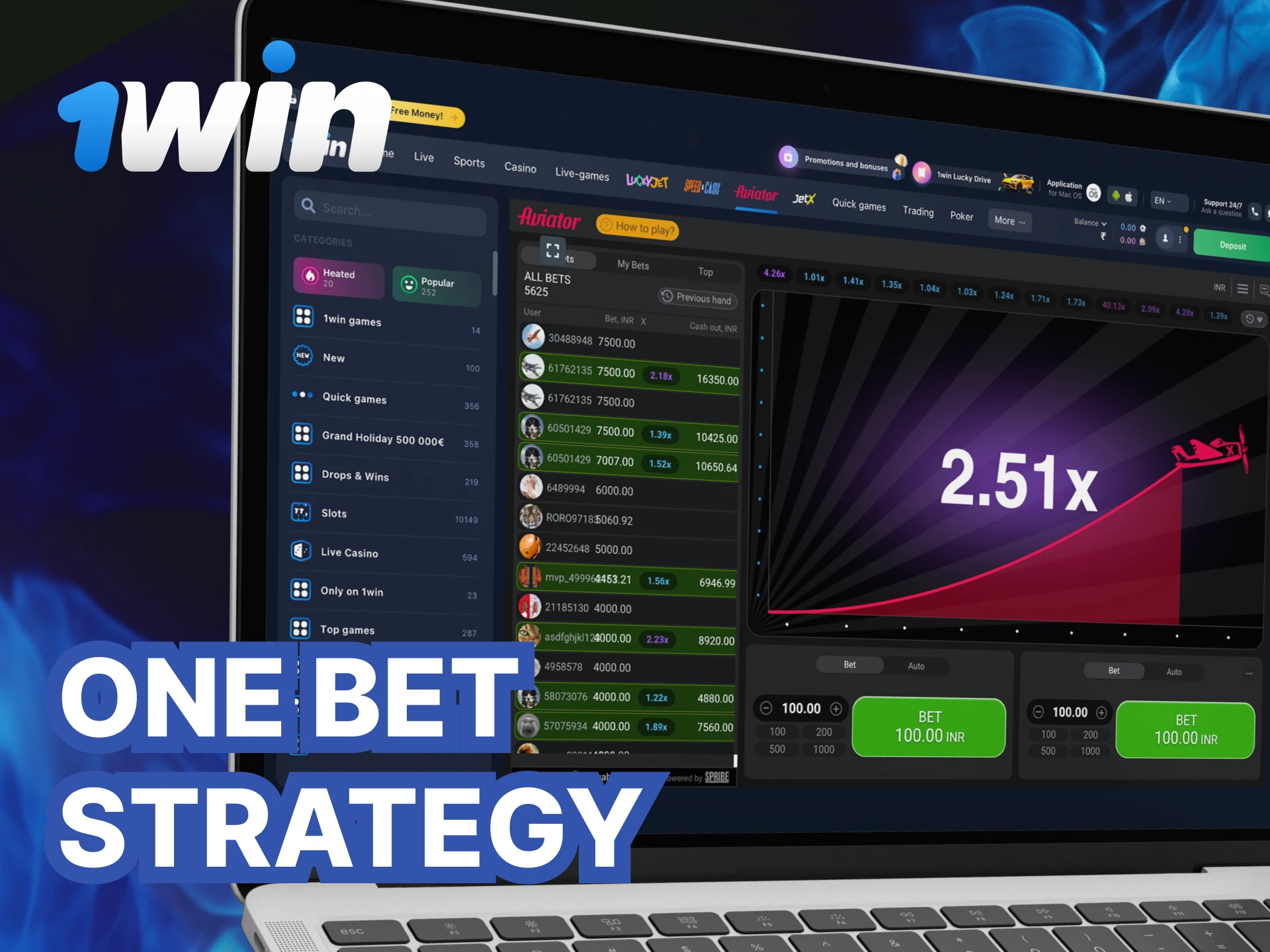 What is One Bet Strategy for the Aviator game at 1Win casino.