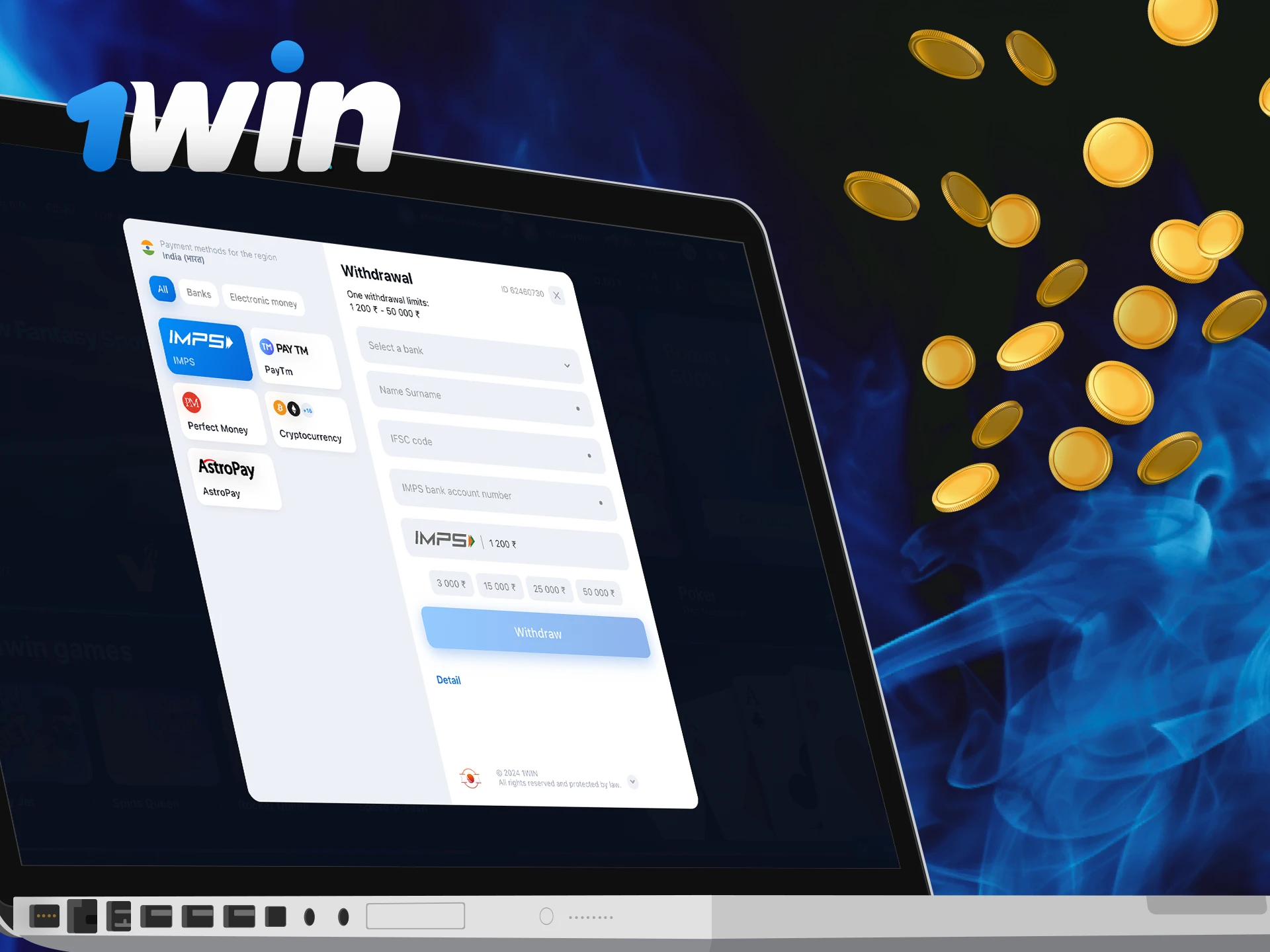 How quickly do you withdraw money from my account at 1win casino.
