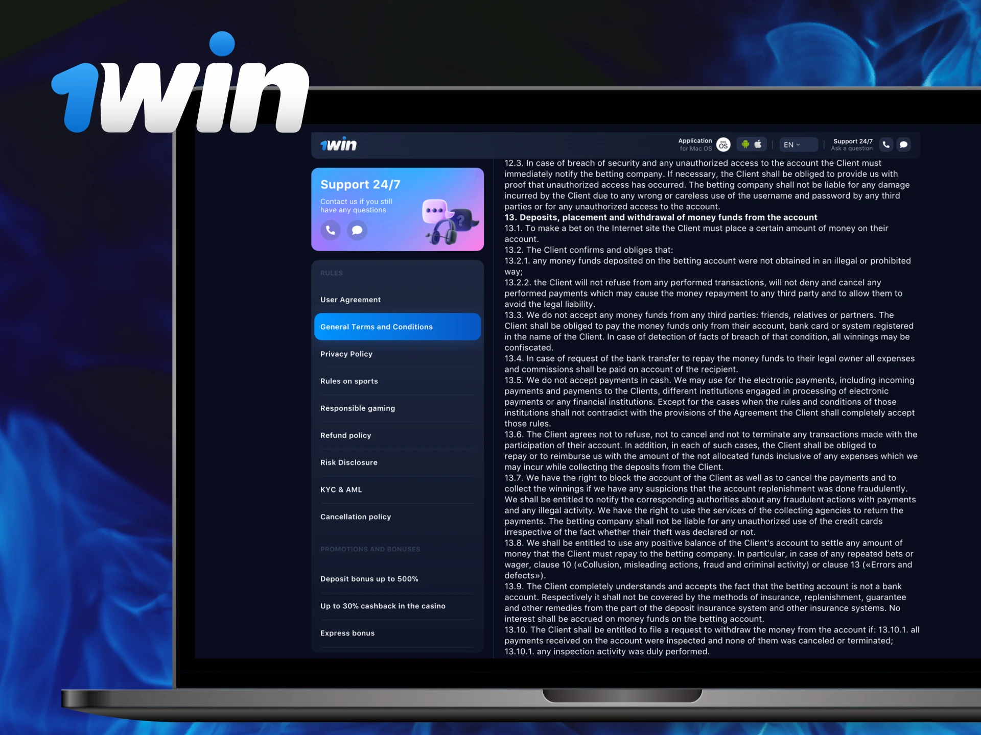 What are the rules for withdrawing money from your 1win casino account.