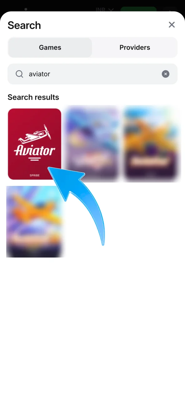 Find Aviator on 1Win, open it and start playing.