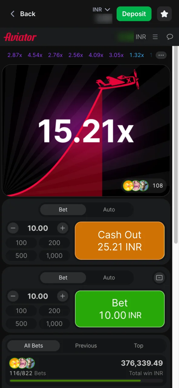 Place your bet on 1Win Aviator and cash out your win.