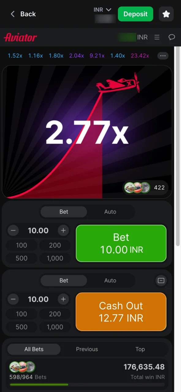 Bet on Aviator at 1Win, click Cash Out and collect your prize.