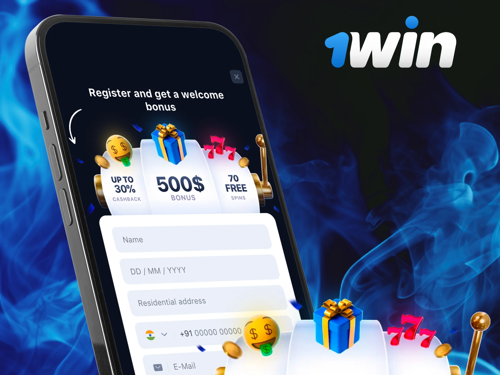 Instructions on how to create an account in the 1Win casino mobile application for the game Aviator.