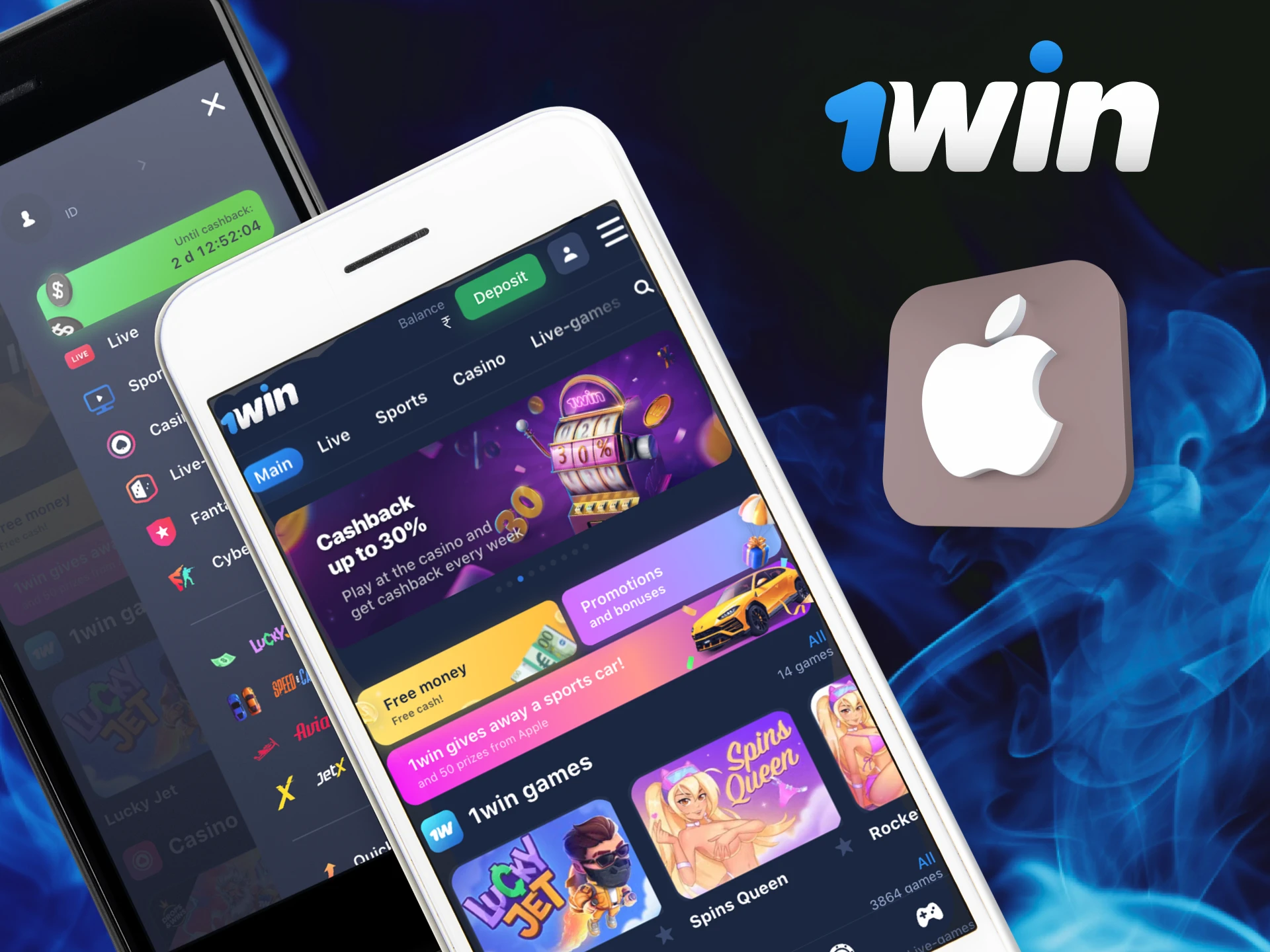 Which iOS phones support the 1Win casino app.