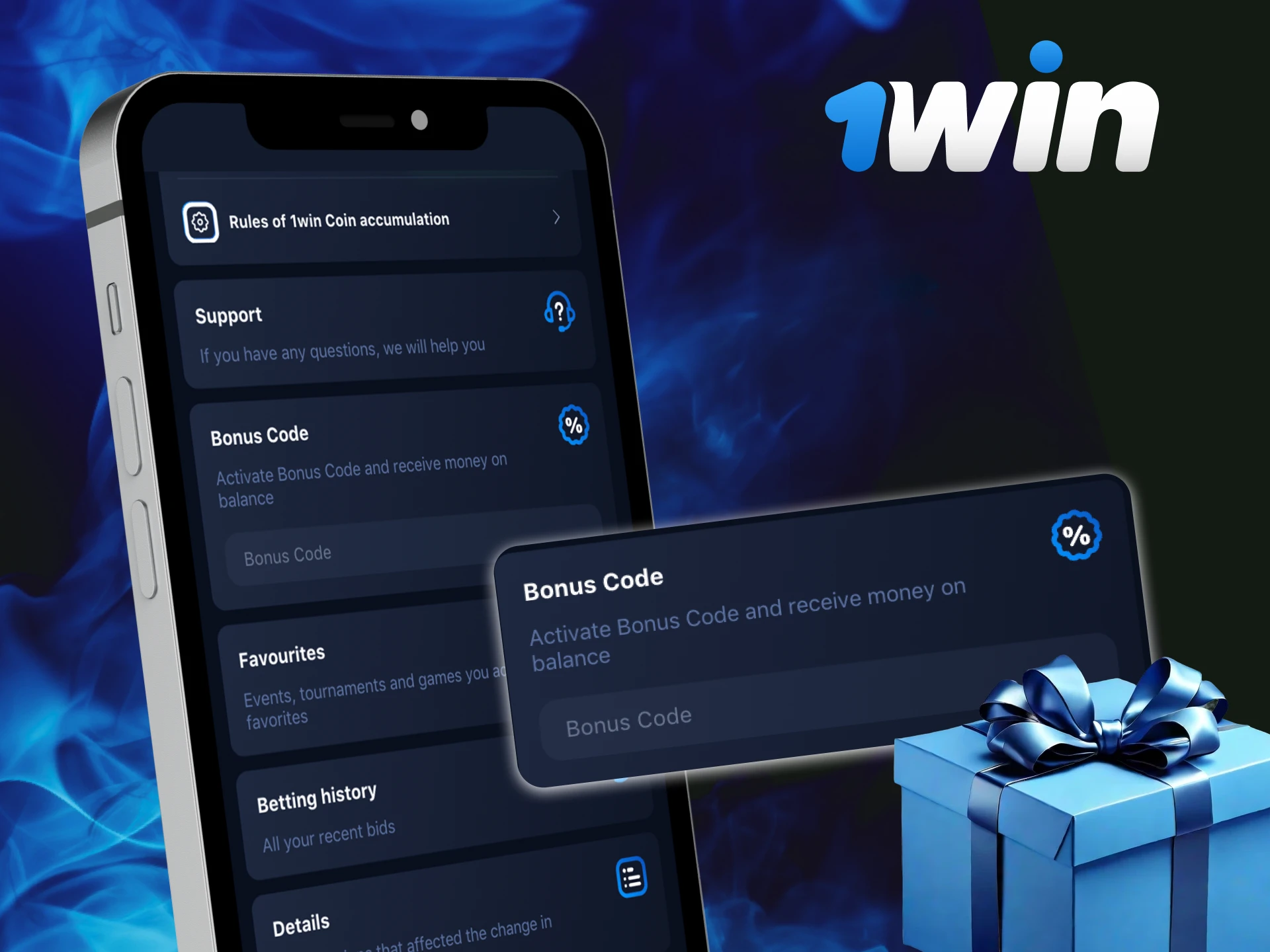 How can I use a promotional code in the 1Win casino mobile app.
