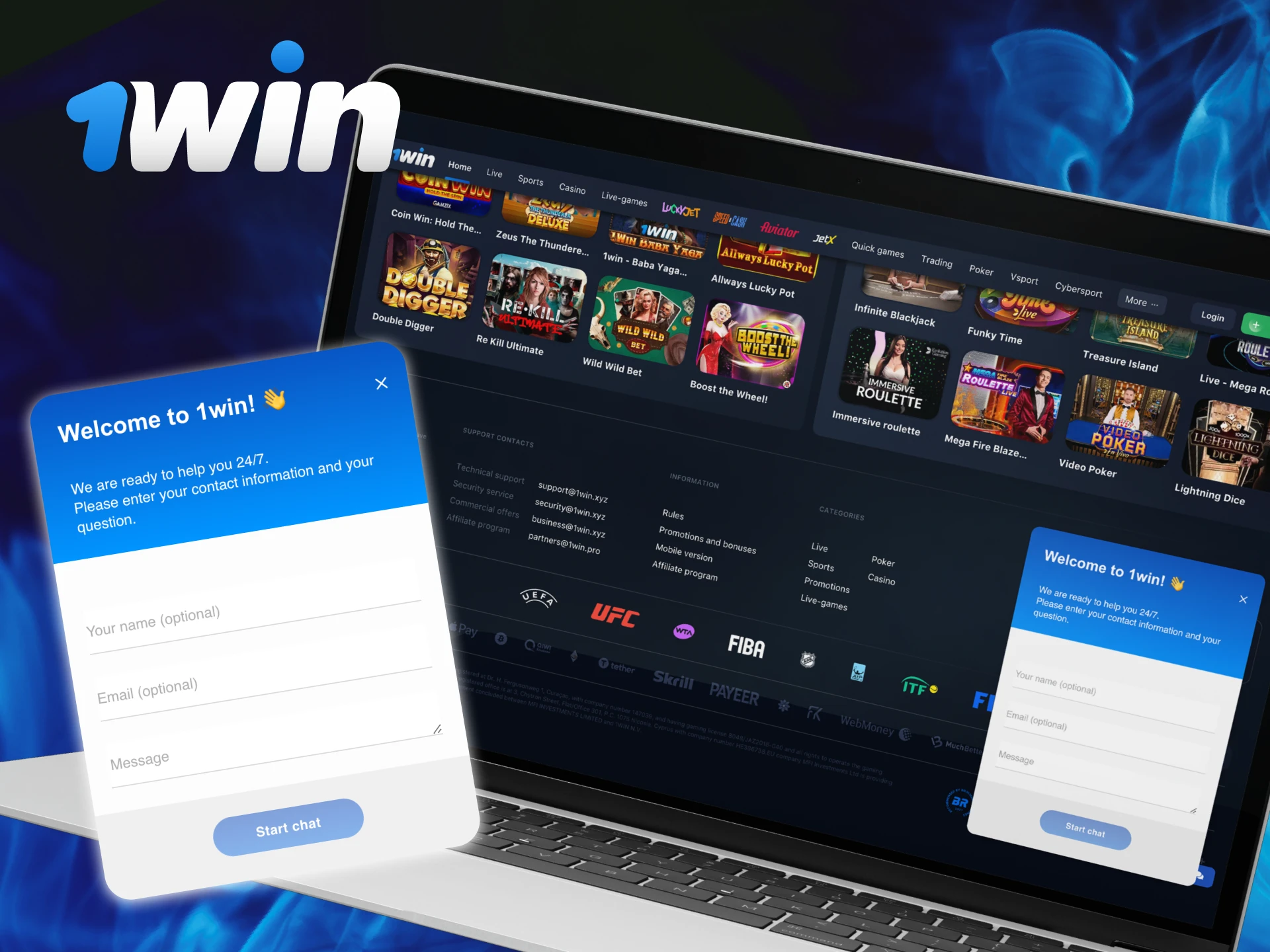 Does the 1win casino website have live chat.