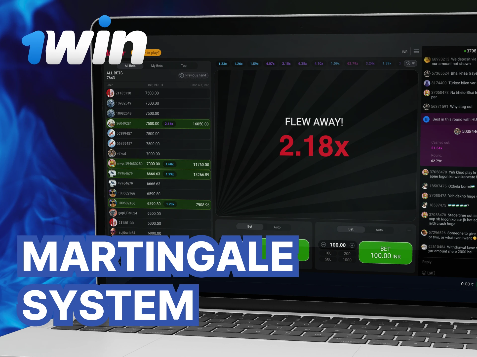 What is the Martingale system for playing in the Aviator game at 1Win casino.