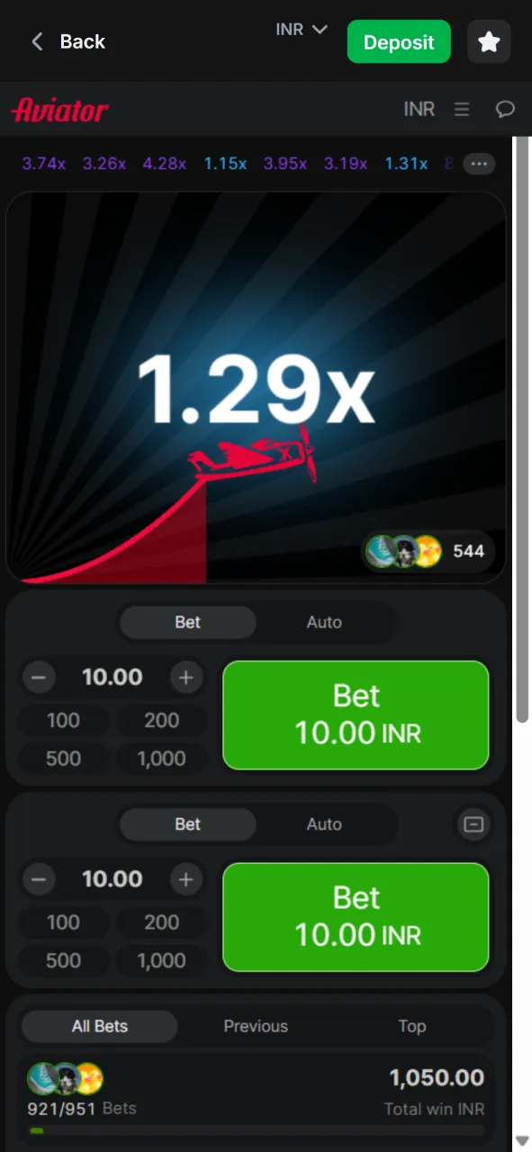 Airplane takeoff in the Aviator game on 1win.