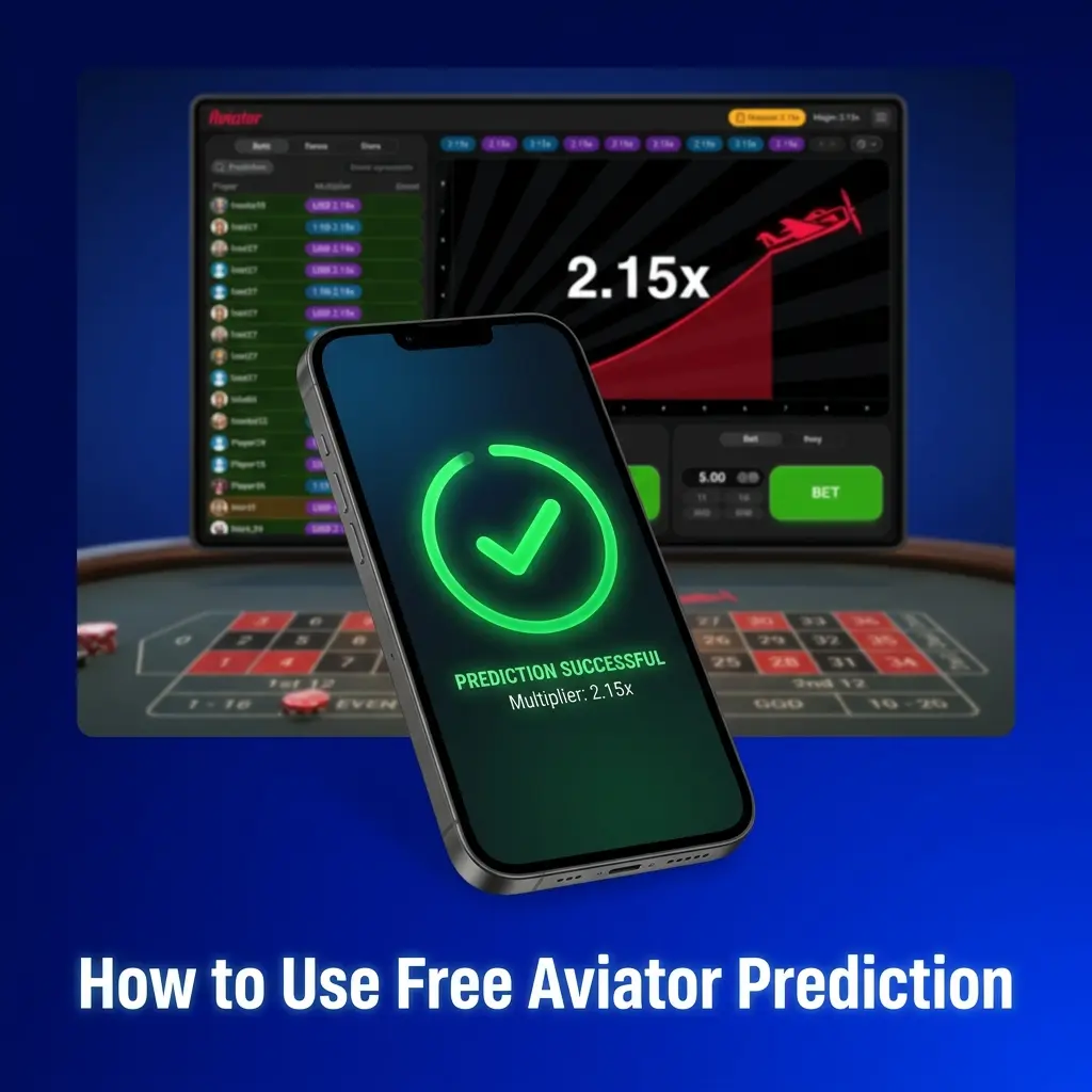 Aviator Predictor app showing free trial signals, casino selection, bet strategy settings, and cash-out multiplier suggestions.