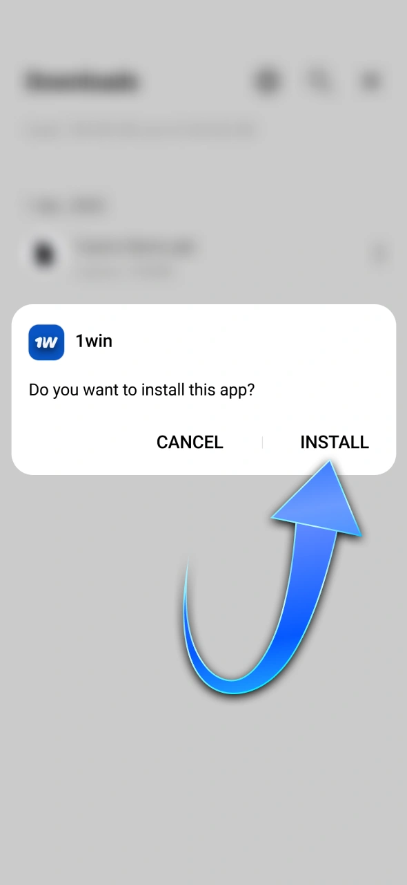 Run the downloaded 1win APK file to begin the installation.