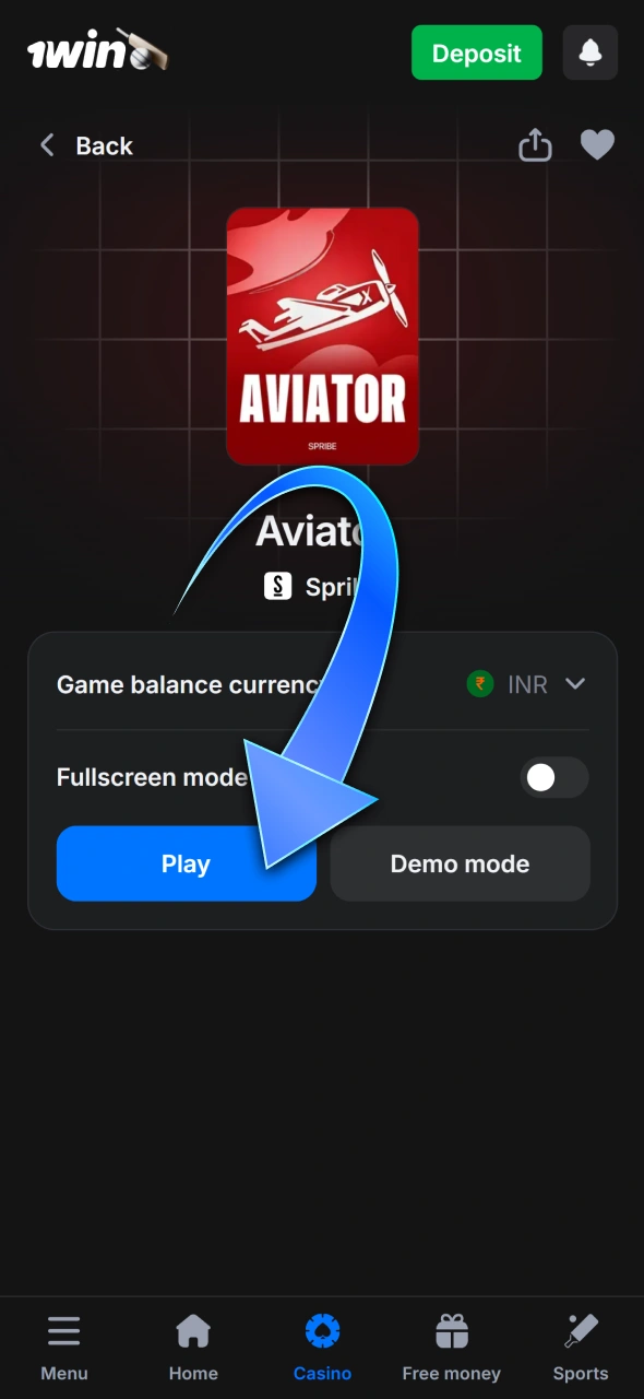 Start playing Aviator at 1win using your active bonus balance.