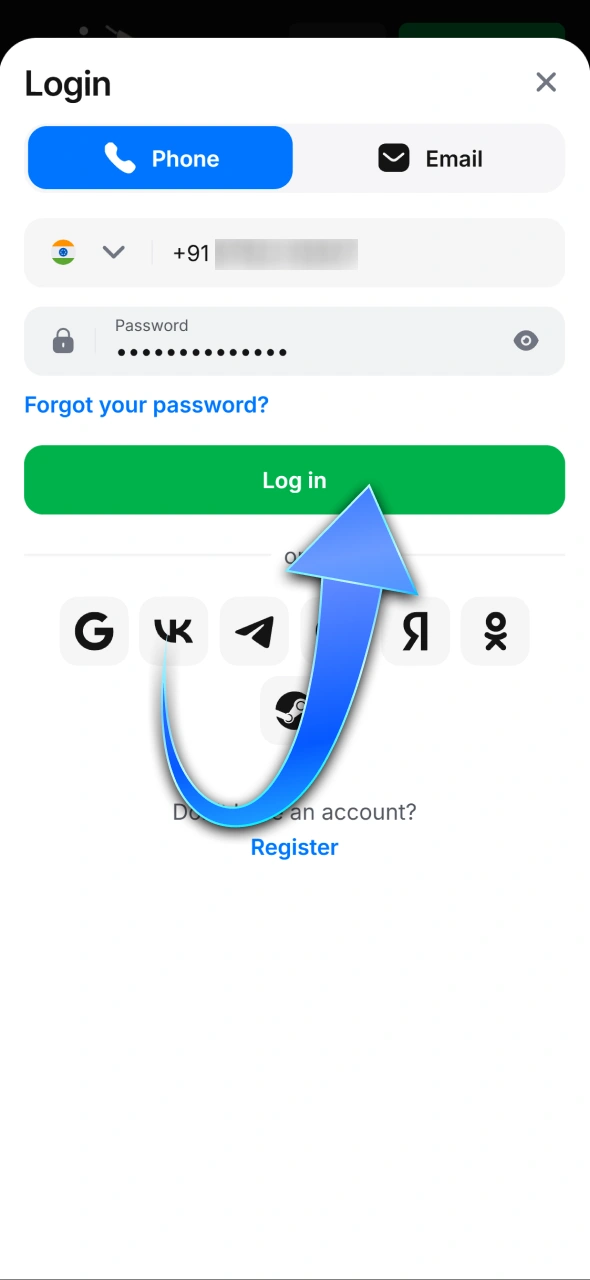Log in to your 1win profile to access the deposit page.