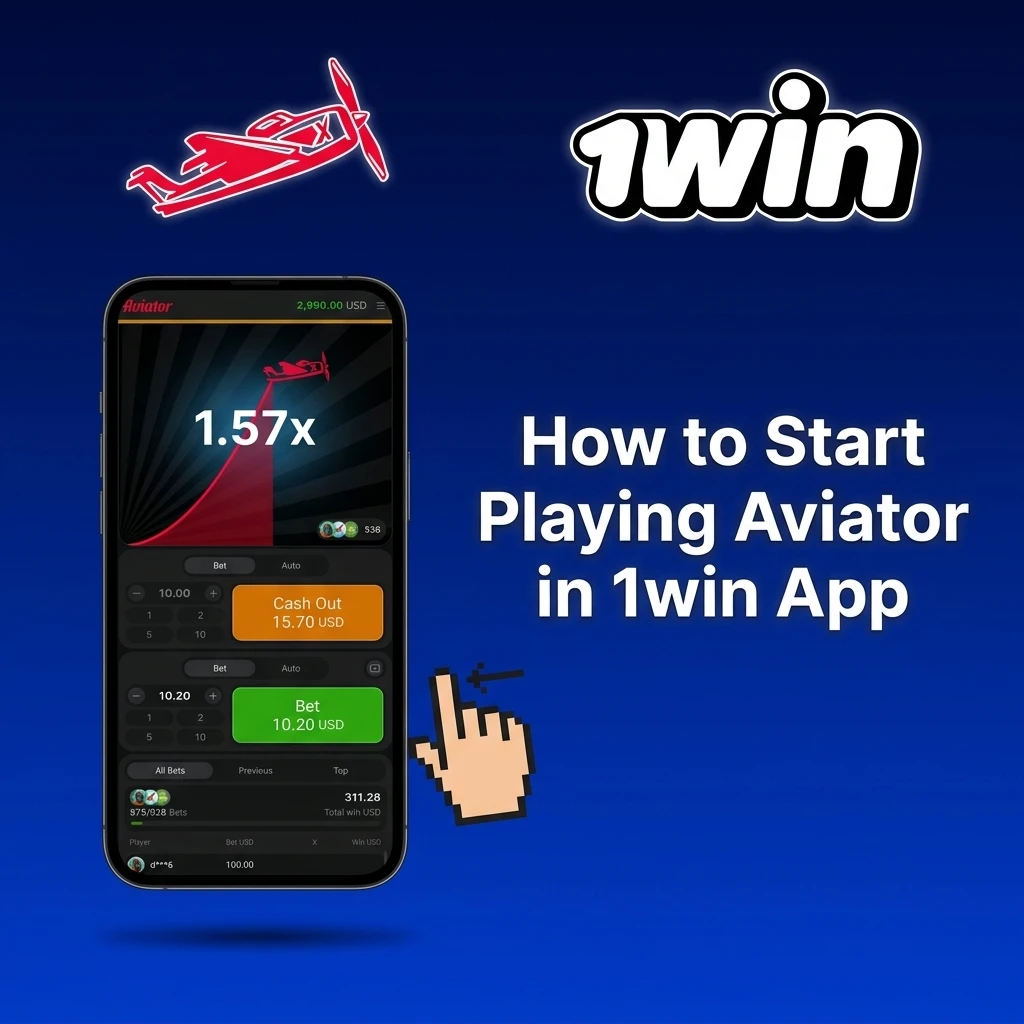 Step-by-step guide to starting Aviator on the 1win app, from registration to launching the game.
